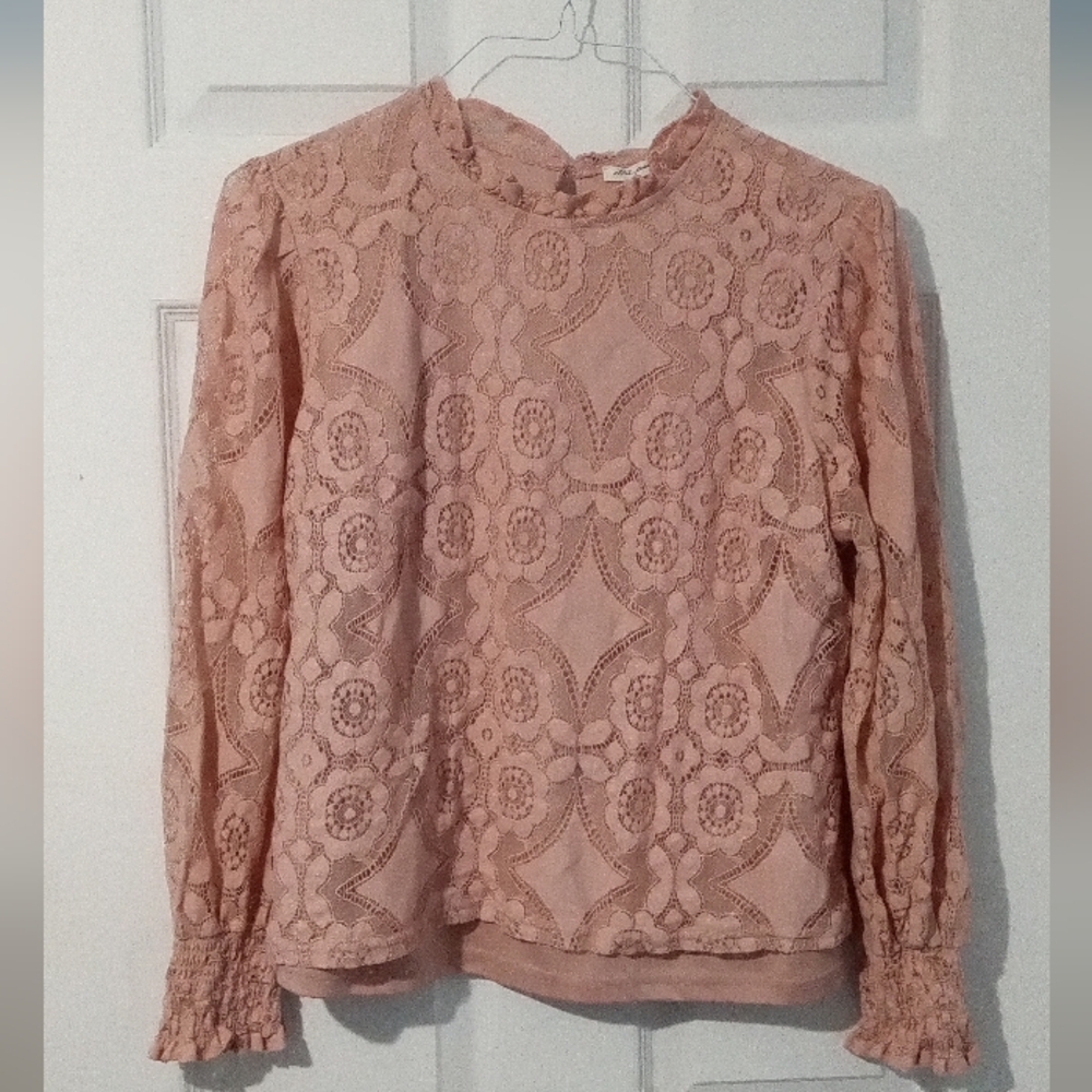 Ultra Pink Lace Blouse - Blush Pink